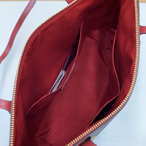 NWT COACH Zip Top Tote In Signature Canvas With Ornament Print Brown /Black Mult - Picture 9 of 16